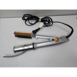 Instyler Rotating Spinning Hot Brush Curling Iron Silver+Orange TESTED and WORKS